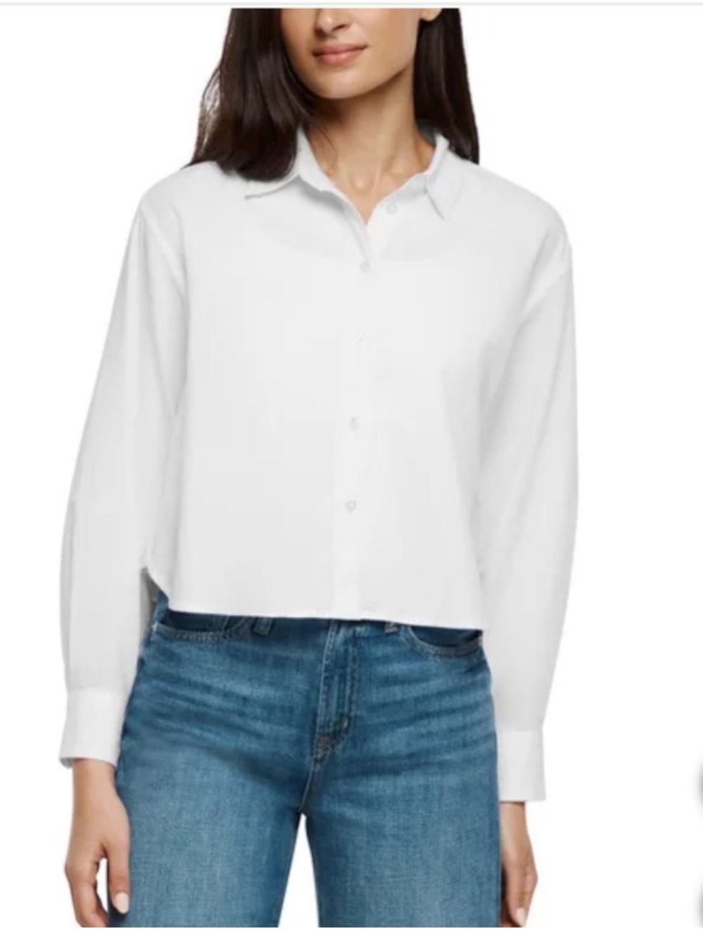GAP NWT Cropped White Button-Down Poplin Shirt - Size Large